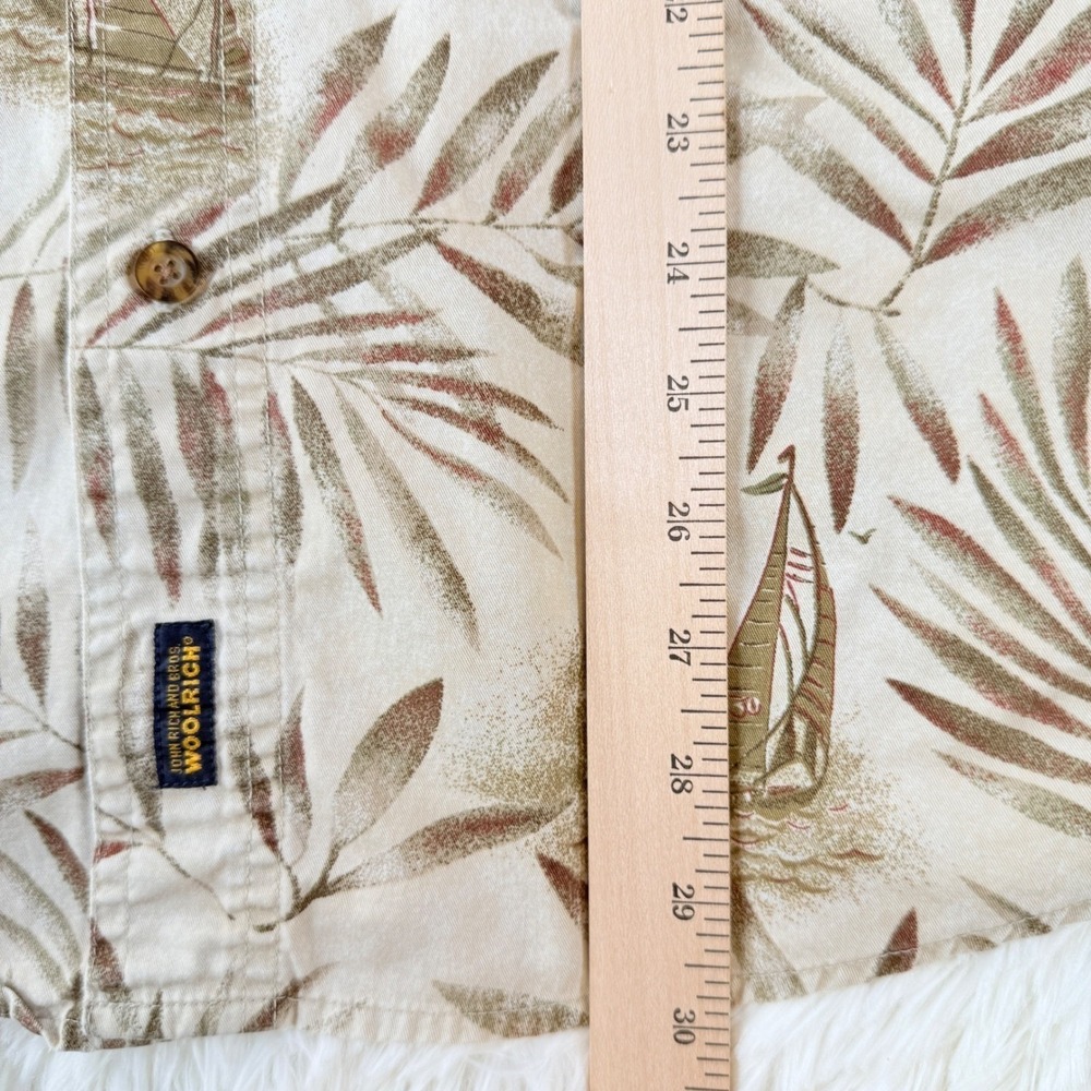 Woolrich John Rich & Bros Men's Large Sailing Shirt Palm Leaf Sailboat Casual - Picture 7 of 9